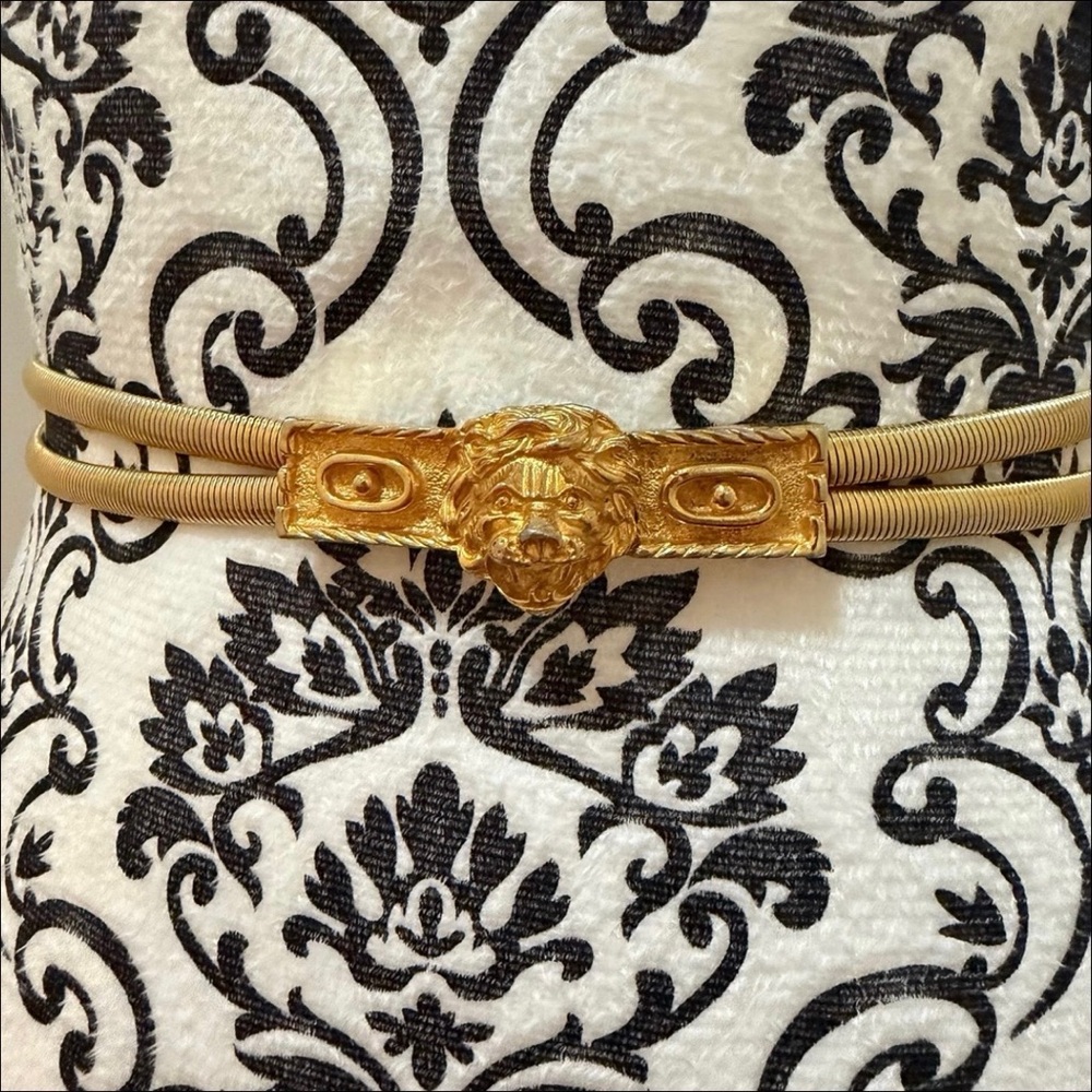 Vintage Judith Leiber Gold Stretch Metal Lion Belt - Picture 2 of 12